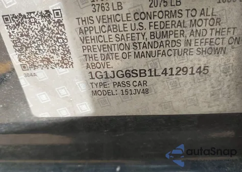 2020 Chevrolet Sonic Fwd 1Fl 5-Door from USA, damaged, VIN 1G1JG6SB1L4129145